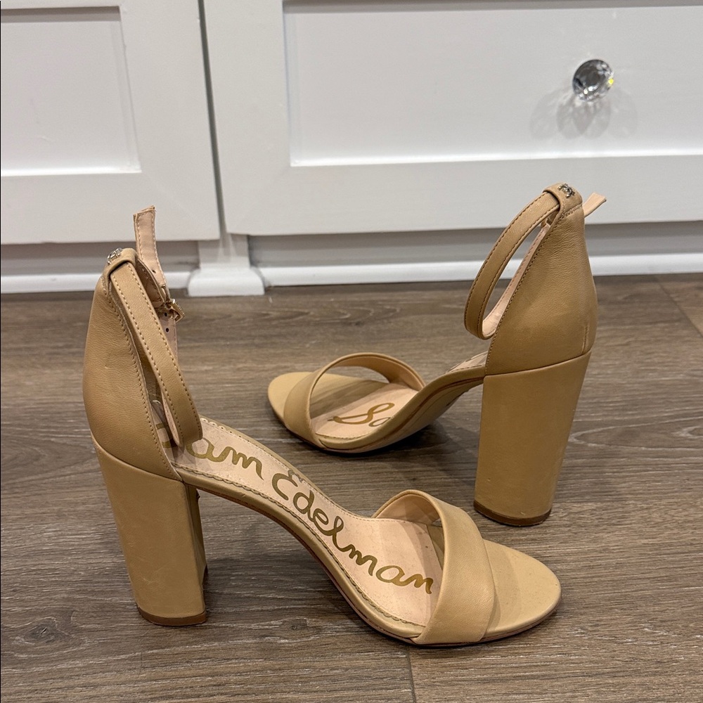 Sam Edelman Beige Block Heel Sandals